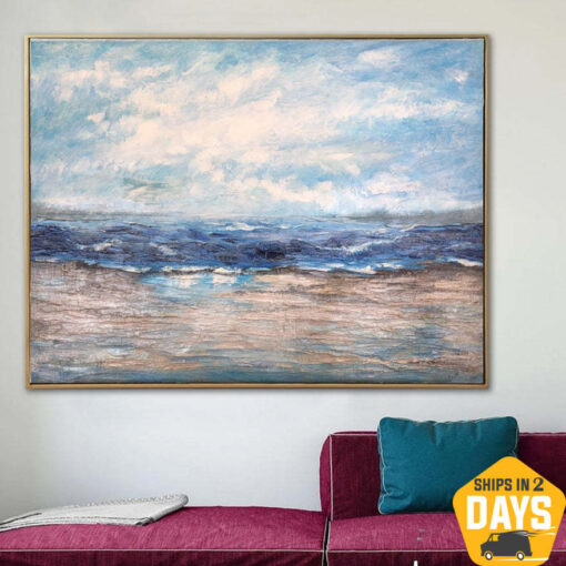 Buy Original Ocean Painting on Canvas Abstract Painting Original Oil Painting Large Art Artwork For Abstract Room Decor | MARVELOUS OCEAN 17.71"x25.59" online shopping cheap