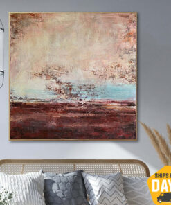 Original Oil Painting Abstract Landscape Painting Original Art Painting Original Home Decor Wall Art Large Landscape Art | BRASS EVENING 23.6"x23.6"