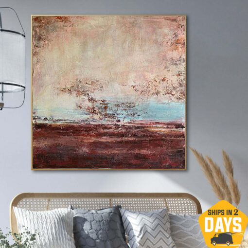 Buy Original Oil Painting Abstract Landscape Painting Original Art Painting Original Home Decor Wall Art Large Landscape Art | BRASS EVENING 23.6"x23.6" online shopping cheap