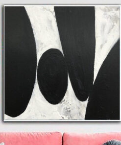 Original Oil Painting Canvas Abstract Stones Art Black and White Wall Art Custom Painting 46×46 Art Contemporary Art Wall Decor | ANCIENT STONES