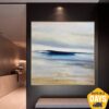 Buy Original Oil Painting on Canvas Abstract Seascape Artwork Neutral Wall Art Giant Painting Contemporary Art Wall Decor | PIECE OF PARADISE 40"x40" online shopping cheap
