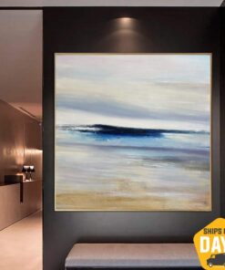 Original Oil Painting on Canvas Abstract Seascape Artwork Neutral Wall Art Giant Painting Contemporary Art Wall Decor | PIECE OF PARADISE 40"x40"