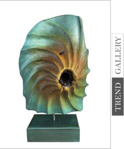 Original Oval Wood Sculpture Abstract Green Table Statue Modern Desktop Art Wood Desktop Art | DORMANT VOLCANO 15.8"x7.8"