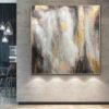 Buy Original Oversize Painting Gray Wall Art Gold Leaf Painting Abstract Wall Painting | GOLDEN GLITTER online shopping cheap