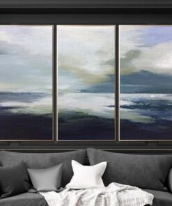 Original Oversized Painting Blue Painting Gray Painting White Painting Ocean Painting | BOUNDLESS HORIZON
