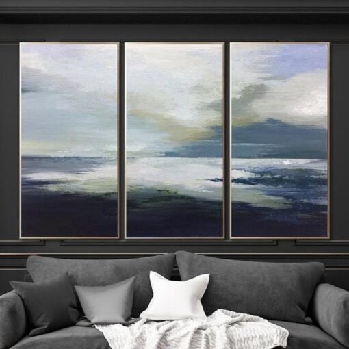 Buy Original Oversized Painting Blue Painting Gray Painting White Painting Ocean Painting | BOUNDLESS HORIZON online shopping cheap