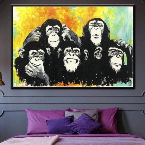 Buy Original Painting Abstract Large Animal Wall Art Monkey Canvas Oil | CHIMPS online shopping cheap