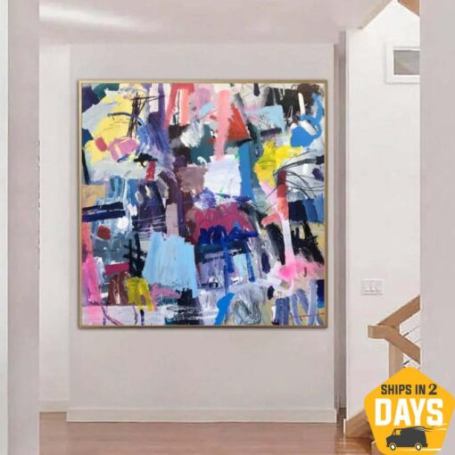 Buy Original Painting Colorful Art Abstract Art Large Painting on Canvas Purple Wall Art Oil Painting Wall Art Room Decor | SEASONAL PURPLE 59.8"x59.8" online shopping cheap