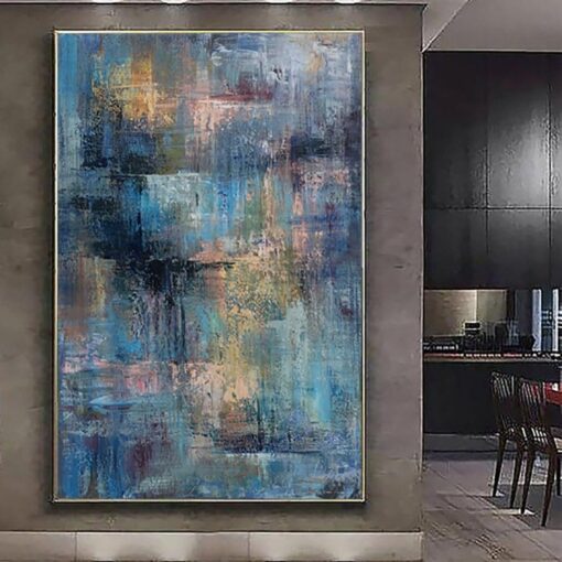 Buy Original Painting On Canvas Abstract Wall Art Large Royal Blue Painting For Bedroom Expressionism Painting Fine Art Fireplace Wall Decor | SKY VELVET online shopping cheap