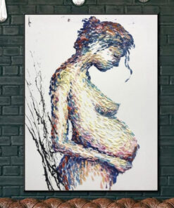 Original Pregnant Abstract Paintings On Canvas Creative Nude Woman Artwork Hospital Art | LOVING TOUCH