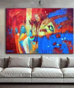 Original Red and Blue Paintings On Canvas Colorful Fine Art Abstract Handmade Painting Support Ukraine Artist Wall Decor | MIX UP