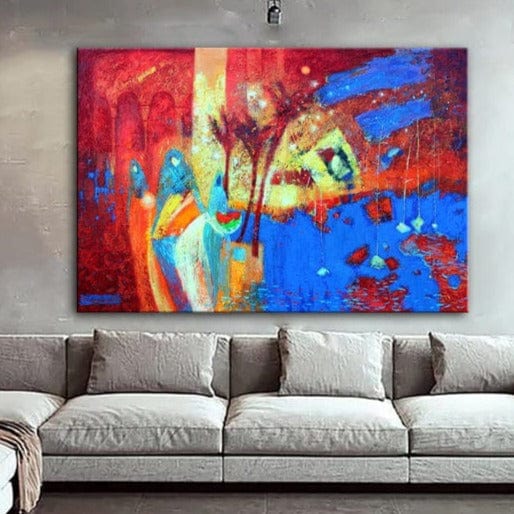 Buy Original Red and Blue Paintings On Canvas Colorful Fine Art Abstract Handmade Painting Support Ukraine Artist Wall Decor | MIX UP online shopping cheap