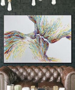 Original Romantic Abstract Painting Sexy Kissing Couple Artwork Kiss Art Abstract Lovers Wall Art | REUNION