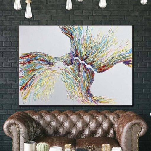 Buy Original Romantic Abstract Painting Sexy Kissing Couple Artwork Kiss Art Abstract Lovers Wall Art | REUNION online shopping cheap