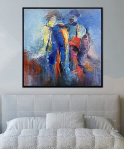 Original Romantic Colorful Wall Art Couple in Love Oil Painting Modern Artwork for Home Decor | ADMIRER