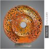 Buy Original Round Orange Desktop Art Abstract Colored Wood Sculpture Ribbed Table Figurine | OLD TIME 13.8"x13.8" online shopping cheap