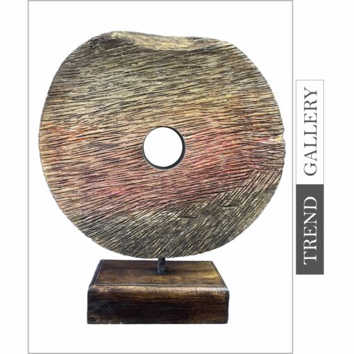 Buy Original Round Wood Figurine Abstract Shape Creative Desktop Art Hand Carved Statue for Home Decor | SUNRISE OVER THE WATER 15.7"x13" online shopping cheap