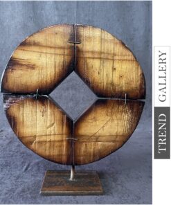 Original Round Wood Sculpture Abstract Coin Table Statue Creative Desktop Art Wood Desktop Art | DEPTH 16"x14.5"