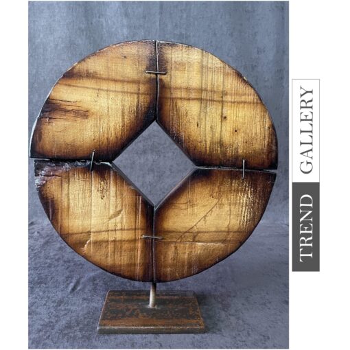 Buy Original Round Wood Sculpture Abstract Coin Table Statue Creative Desktop Art Wood Desktop Art | DEPTH 16"x14.5" online shopping cheap