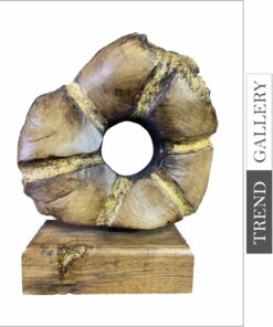 Original Round Wood Sculpture Abstract Sun Table Statue Wood Decor for Desktop | SEA EYE 11.8"x10"