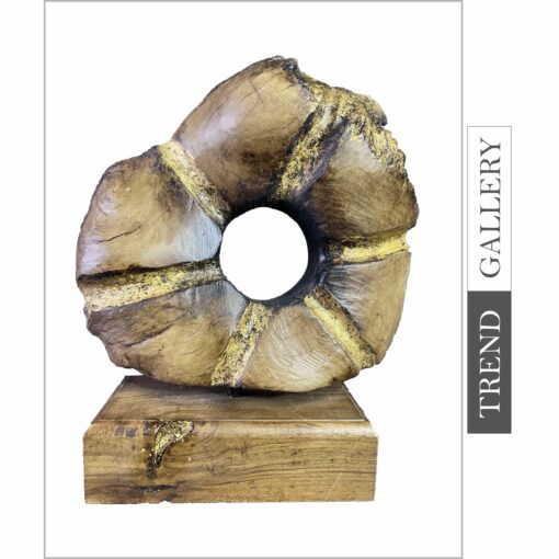Buy Original Round Wood Sculpture Abstract Sun Table Statue Wood Decor for Desktop | SEA EYE 11.8"x10" online shopping cheap