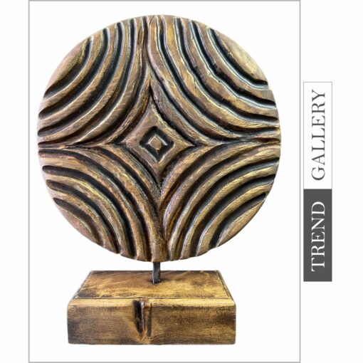 Buy Original Round Wood Sculpture Original Hand Carved Home Decor Abstract Modern Desktop Art | HYPNOTISM 15.7"x12.4" online shopping cheap