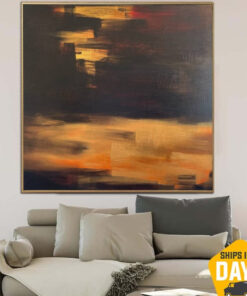 Original Sand Painting On Canvas Colorful Art Sandstorm Orange Sand Painting Creative Wall Art for Living Room | SANDSTORM 49"x49"