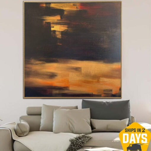 Buy Original Sand Painting On Canvas Colorful Art Sandstorm Orange Sand Painting Creative Wall Art for Living Room | SANDSTORM 49"x49" online shopping cheap