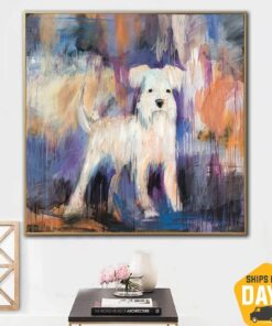 Original Schnauzer Painting on Canvas Miniature Schnauzer Wall Art Personalized Artwork Dog Painting for Aesthetic Room Decor | MINIATURE SCHNAUZER 40"x40"