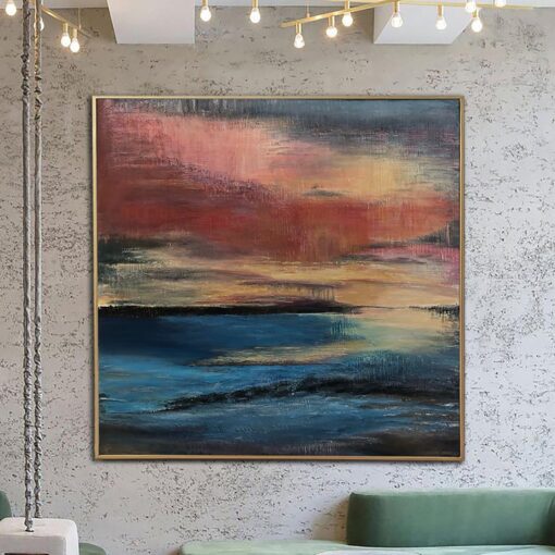 Buy Original Sea Painting Gold Sunset Art Abstract Acrylic Painting Extremely Unique Painting | BREATH OF NATURE online shopping cheap