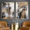 Buy Original Set Of 2 Painting On Canvas Modern Gold Leaf Painting Abstract Artwork | ENERGY FLOWS online shopping cheap