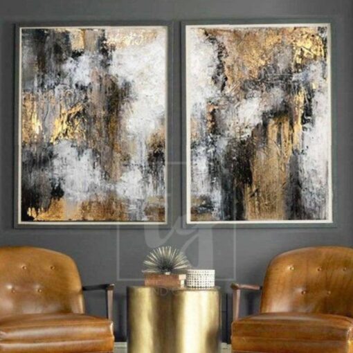 Buy Original Set Of 2 Painting On Canvas Modern Gold Leaf Painting Abstract Artwork | ENERGY FLOWS online shopping cheap