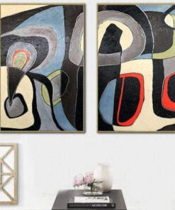 Original Set Of 2 Paintings On Canvas Abstract Artwork Colorful Wall Art Oversized | MATTER OF TIME
