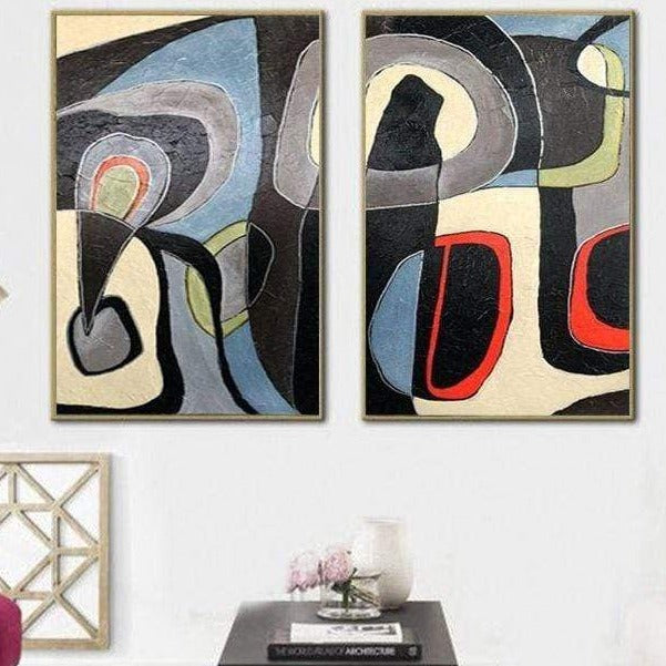 Buy Original Set Of 2 Paintings On Canvas Abstract Artwork Colorful Wall Art Oversized | MATTER OF TIME online shopping cheap
