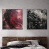 Buy Original Set of 2 Paintings Abstract Red And Black Paintings On Canvas Modern Wall Art Texture Fine Art Handmade Artwork | QUANTUM REALMS online shopping cheap
