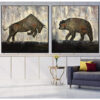 Buy Original Set of 2 Paintings Bull and Bear Painting on Canvas Abstract Bull and Bear Painting Minimalist Artwork Decor | BULL vs BEAR online shopping cheap
