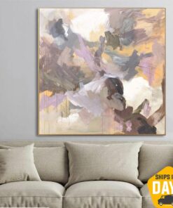 Original Soft Painting On Canvas Colorful Glow Texture Artwork Creative Expressionist Wall Art for Living Room Decor | SOFT GLOW 46"x46"
