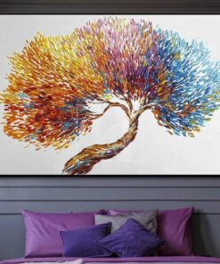 Original Tree Abstract Painting Colorful Tree Artwork Modern Abstract Tree Oil Painting Tree Wall Artwork | YEAR-ROUND