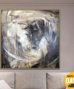Original Two Horses Oil Painting on Canvas wedding Couple Abstract Horse Love Painting Horse Art for Horse Lover Modern Art | HORSE LOVE 27.55"x27.55"
