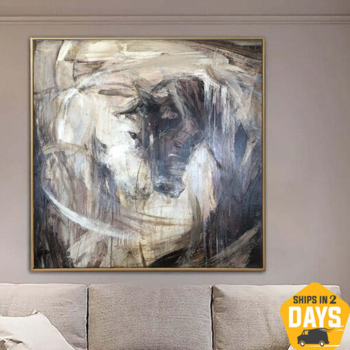 Buy Original Two Horses Oil Painting on Canvas wedding Couple Abstract Horse Love Painting Horse Art for Horse Lover Modern Art | HORSE LOVE 27.55"x27.55" online shopping cheap