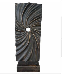 Original Vertical Wood Sculpture Creative Ribbed Desktop Art Abstract Wood Table Figurine | TRANSFERENCE 22.5"x4.8"