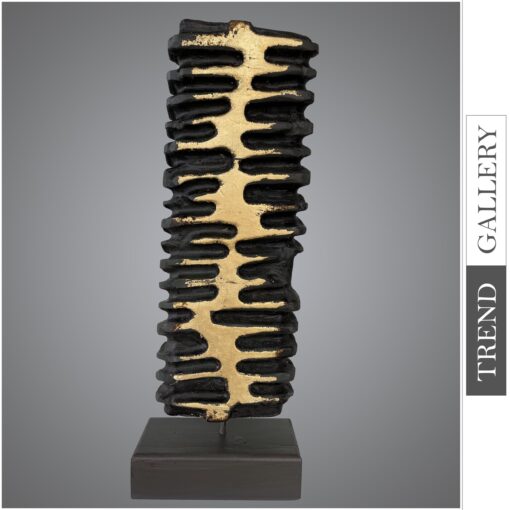 Buy Original Vertical Wood Table Figurine Black and Gold Abstract Desktop Art for Living Room | PROGRESS 21.6"x7" online shopping cheap