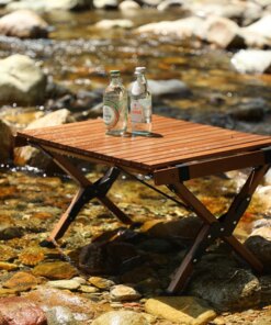 Outdoor Camping Beech Wood Roll-Up Table – Convenient and Compact Campsite Essential