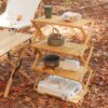 Buy Outdoor Camping Foldable Rack Multi-layer Portable Installation-free Bamboo Storage Rack Multifunctional Folding Table online shopping cheap