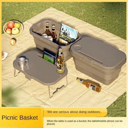 Buy Outdoor Camping Storage Basket Picnic Portable Foldable Table Board Field Camping Water Carrying Basket Outdoor Folding Box online shopping cheap