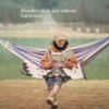 Buy Outdoor Hammock Bent Hammock Dormitory Anti-rollover Canvas Stick Swing Hammock Double Thickened Hammock online shopping cheap