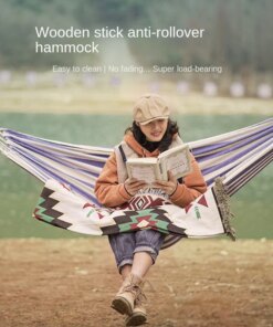 Outdoor Hammock Bent Hammock Dormitory Anti-rollover Canvas Stick Swing Hammock Double Thickened Hammock