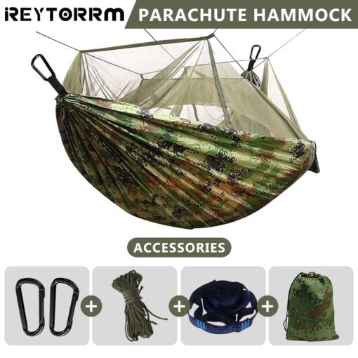 Buy Outdoor Portable Hammock with Mosquito Net Lightweight Parachute Nylon Bug Net Hammock for Backpacking Beach Travel Patio Hiking online shopping cheap