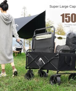 Outdoor Portable Pull Trolley Picnic Camping Folding Hand-pushed Vegetables Camp Car Photography Shopping Rod Cargo Trailer