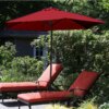 Outdoor Shade with Easy Crank- Table Umbrella for Deck, Balcony, Porch, Backyard, Poolside, 9 Foot by Pure Garden (Red)